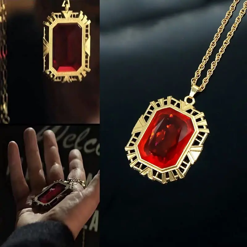 

Classic Tv “The Sandman ” Red Ruby Pendant Necklace for Woman Man Movie Fans Christmas Present Cosplay Jewelry