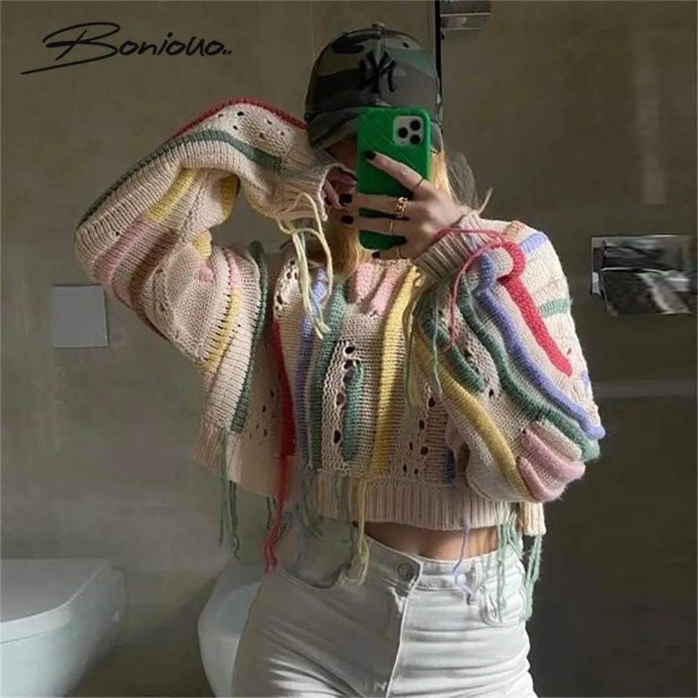 Бонио женские сетчатые Футболки с длинным рукавом с принтом, осенняя Модная Тонкая футболка, укороченный топ, уличная одежда, повседневные женские топы, женская одежда