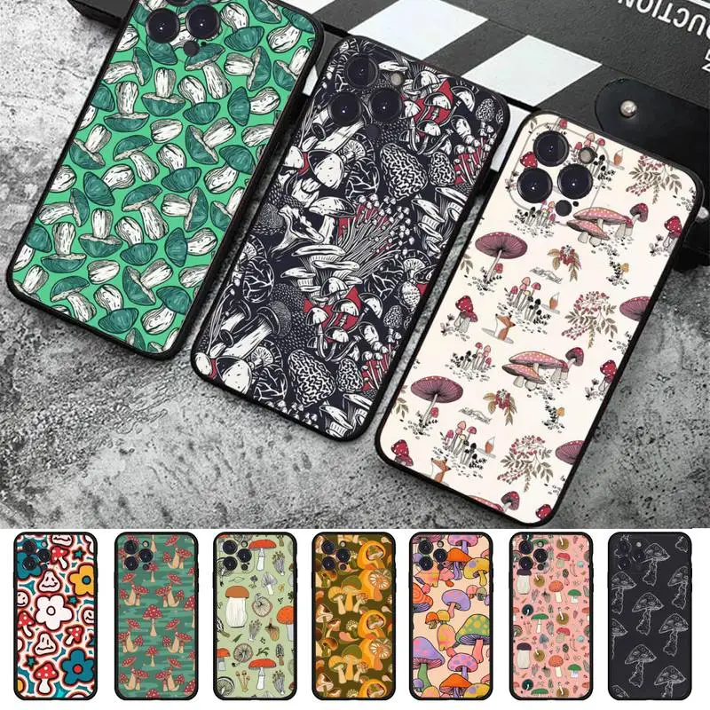 

Graffiti Line Mushroom Phone Case for iPhone 11 12 13 Mini Pro Max 8 7 6 6S Plus X 5 SE 2020 XR XS Funda Case