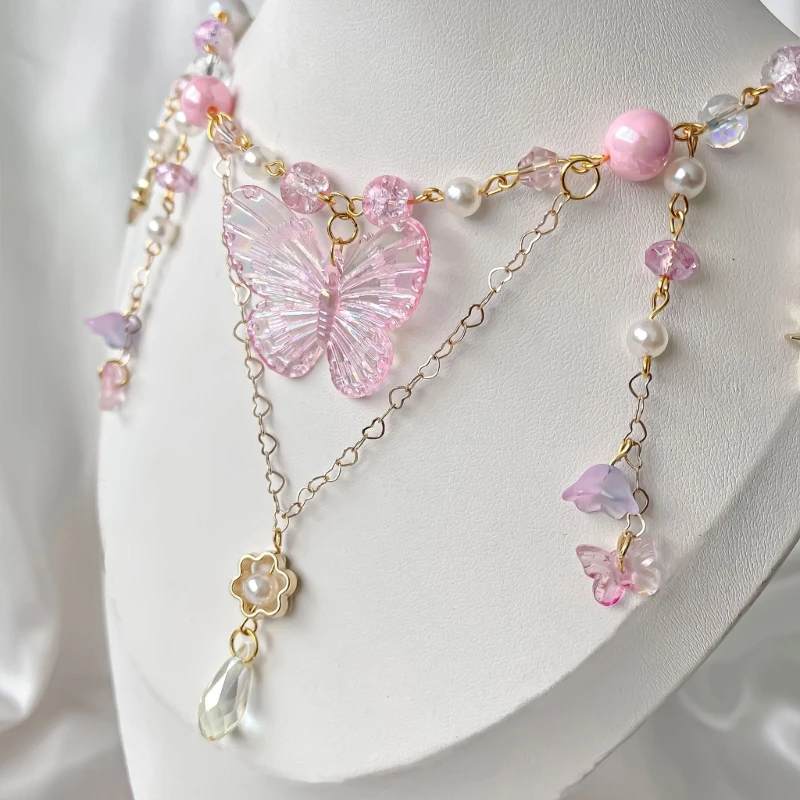 Уникальное ожерелье из бисера для девочек цепочка на шею подвеска в виде бабочки