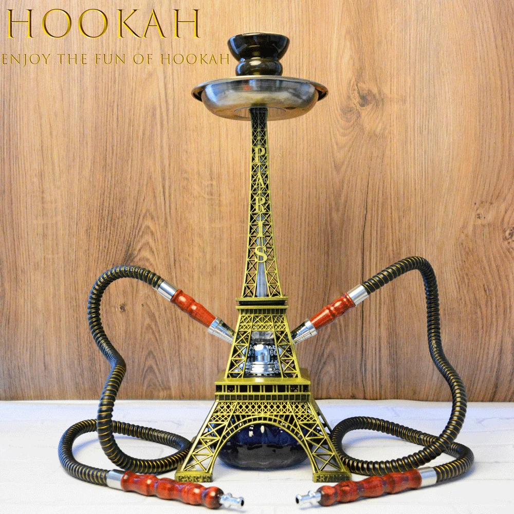 

Paris Eiffel-Tower Arab Shisha Hookah Complete Sheesha Chicha Narguile Bowl Charcoal Tray Tong Double Hose Smoking Hooka Set