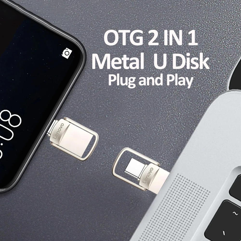 Фото Мини-флеш-накопитель Lenovo 2 в 1, 512 ГБ, OTG, USB 3.1, высокоскоростной, Type-C, для телефона и компьютера №5