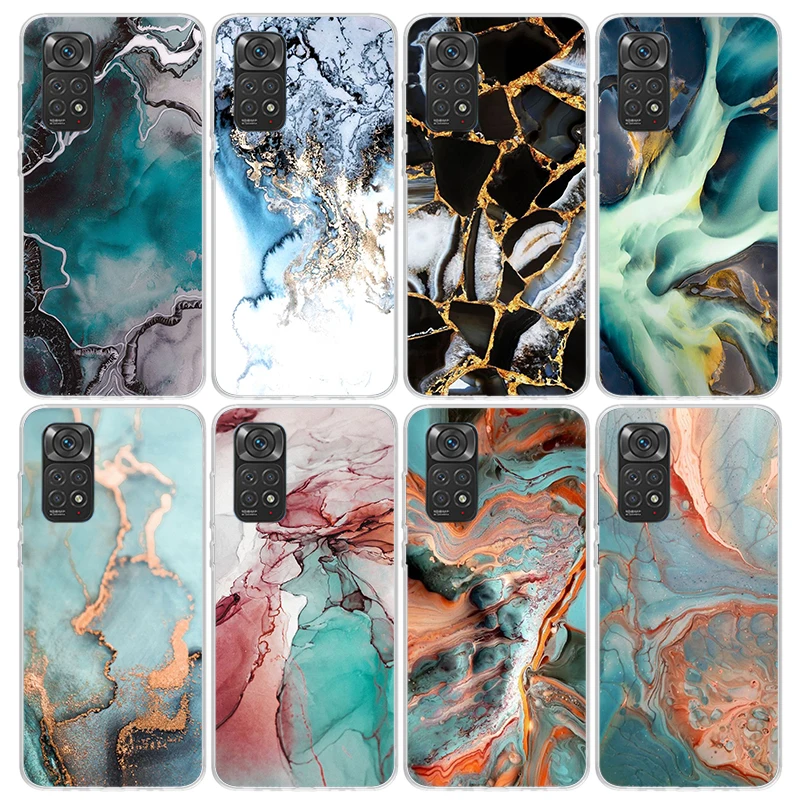 Fashion Geometric Marble Phone Case for Xiaomi Redmi Note 13 12S 12 11S 11 11E 11T 10S 10 Pro Plus 9 9S 8 8T 7 5G Soft Cover Fun