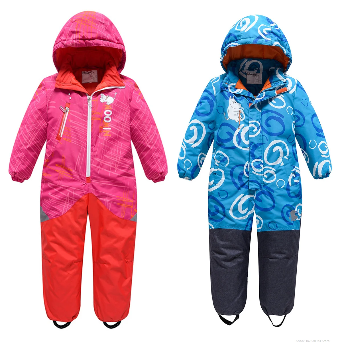 New Boys Girls Ski Suits Warm Breathable One-piece Snow Suits Ski Snowboards Waterproof Children's Sports Clohtes Pants Set