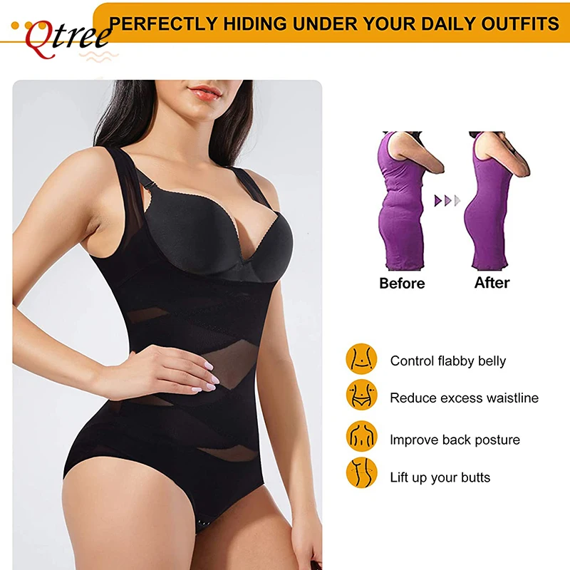 Women's Slimming Underwear Lingerie Bodysuit Full Body Shaper Waist Trainer Faja Shapewear Postpartum Recovery Hooks Lingerie