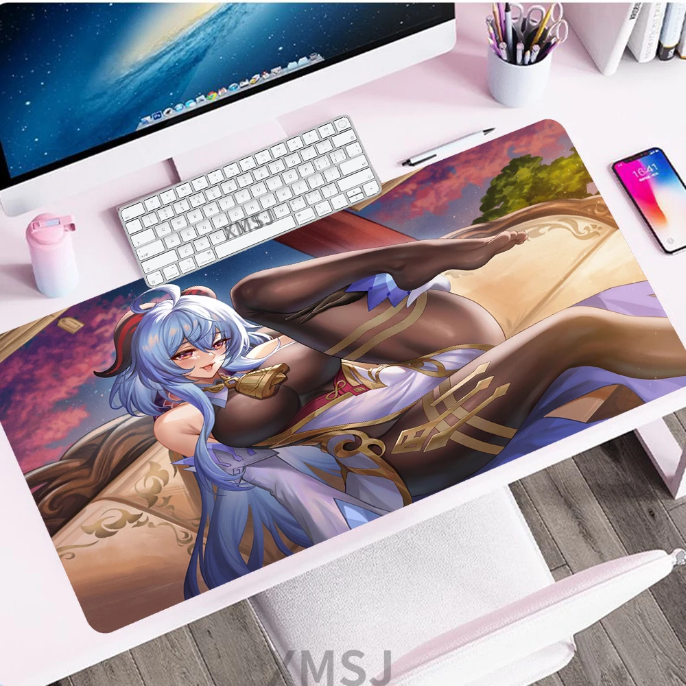 

Ganyu Genshin Impact Gamer Anime Girl Mouse Pad Japanese Desk Mat Gaming Accessories Computer Table Xxl Large Mouse Pad 900x400