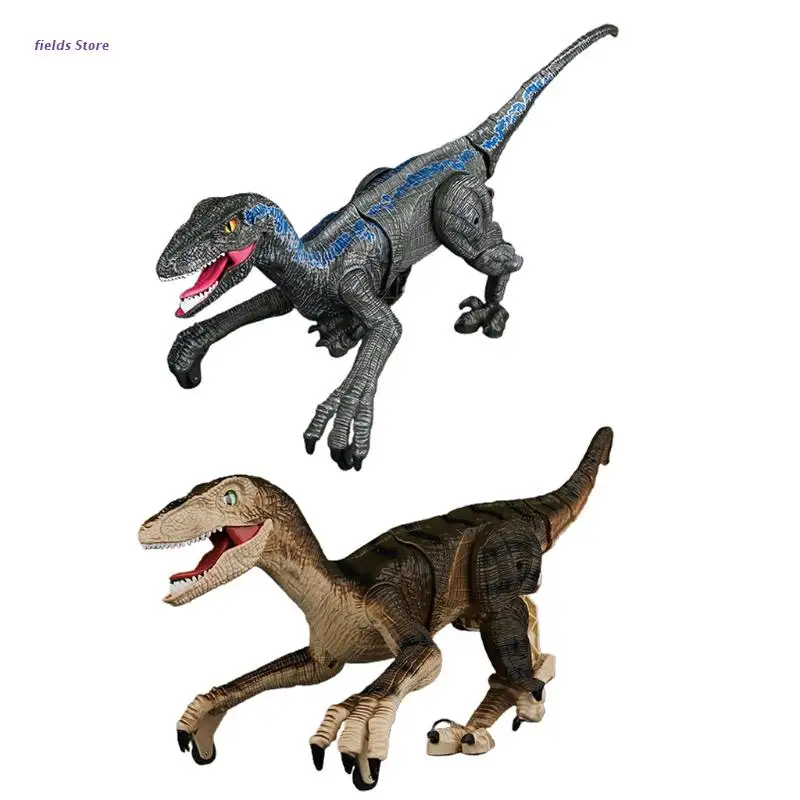 Electric Rc Dinosaur Toy Model Figure w/ Glow Up Eyes & Mouth Roaring & Walking Toy Kids’ Interactive Learning Play Set
