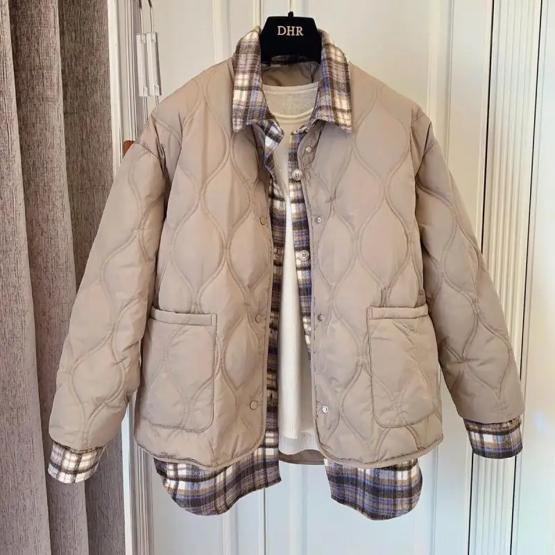 Большие размеры 50 00 кг осенне-зимняя клетчатая лоскутная одежда с хлопковой