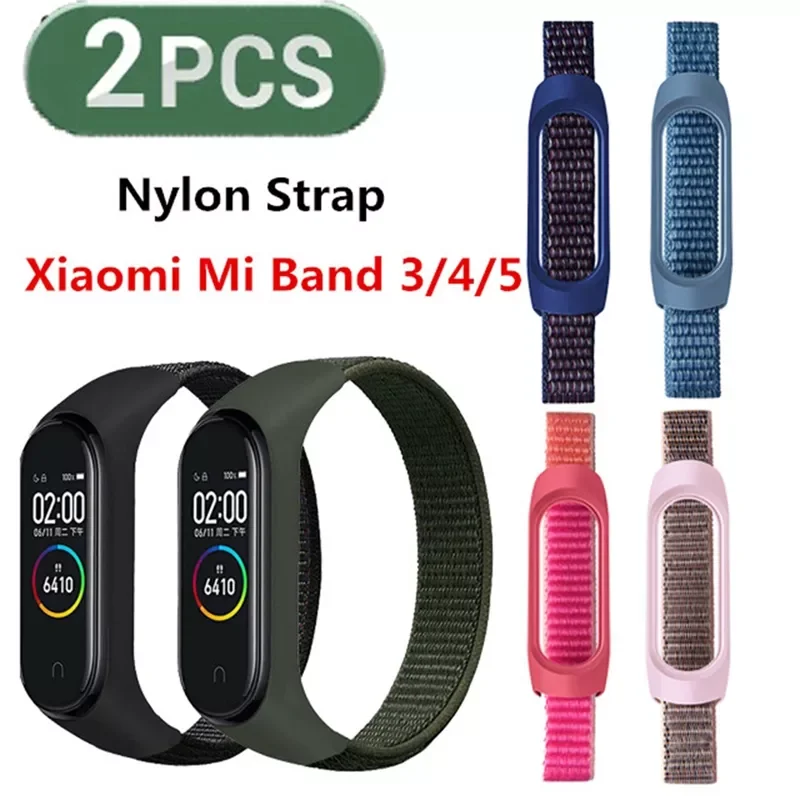 

2PCS Strap of Xiaomi Mi Band 7 6 5 4 Strap miband 5 Nylon Wristband Replacement Bracelet For xiaomi xiomi band5 6 mi band7 strap