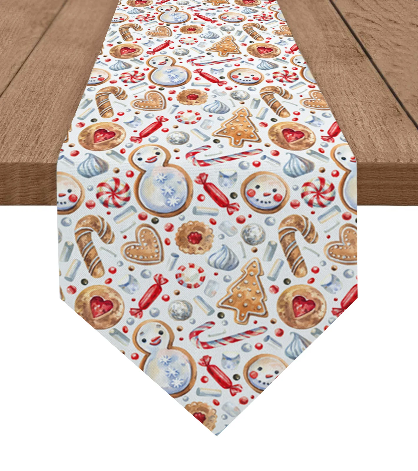 

Christmas Gingerbread Man Snowman Table Runner Wedding Decor Tablecloth Holiday Party Home Dining Table Decoration