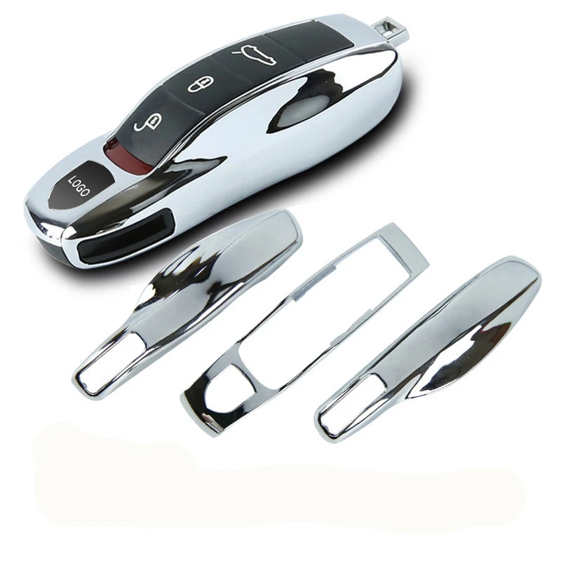 

3 шт., зеркальный серебристый хромированный чехол для дистанционного ключа, чехол для ключа, Сменный Чехол для ключа Porsche Boxster Cayman 911 Panamera Cayenne ...