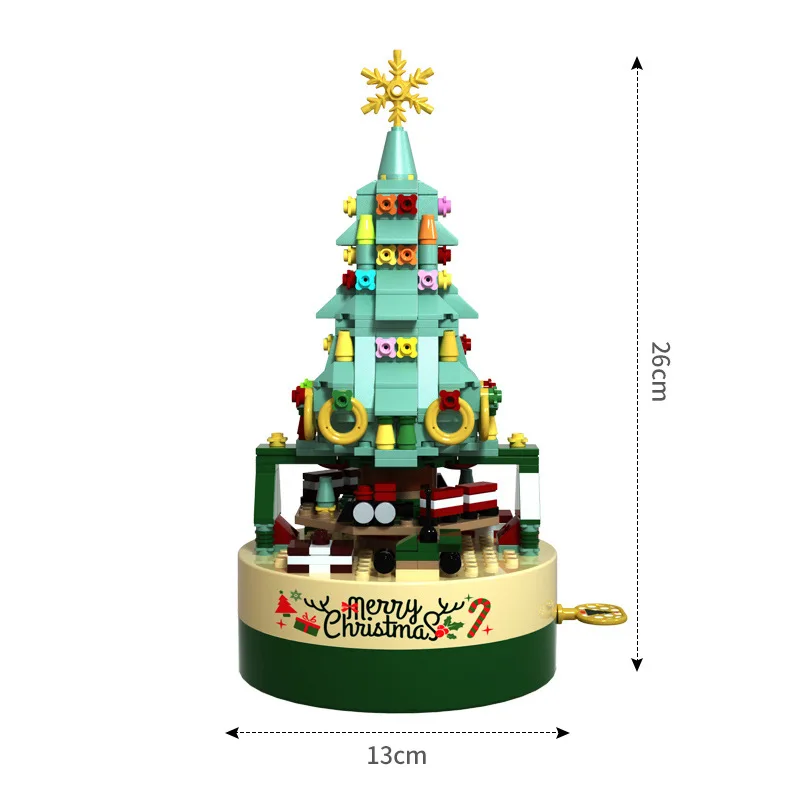 

2022 Merry Christmas LED Music Box House Building Block Christmas Tree Home Decoration Model Bricks Children Kids Toys Gifts