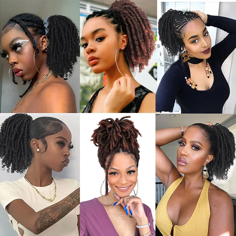 Серые вьющиеся удлинители волос для конского хвоста дредов зажим на шнурке