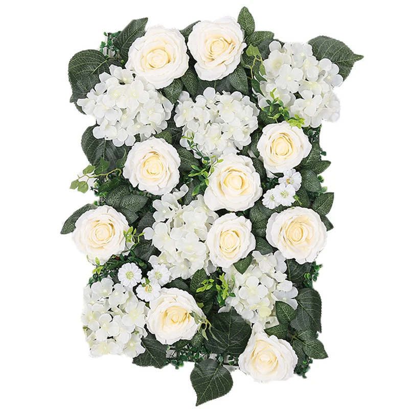 

40*60cm Green LeavesRose Artificial Flower Wall Panel Decor Backdrop Wedding Party Event Birthday Shop Scene Layout Customizable