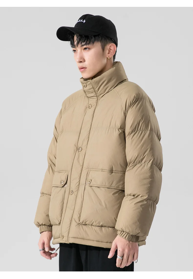 Winter personality side seam pockets padded jacket thickened loose men's trend hooded coats for men winter Men's jacket parkas