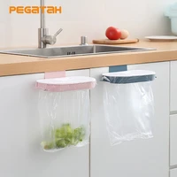 portable plastic garbage hanging bag trash storage organzier rack bag hook scouring pad dry shelf holder kitchen
