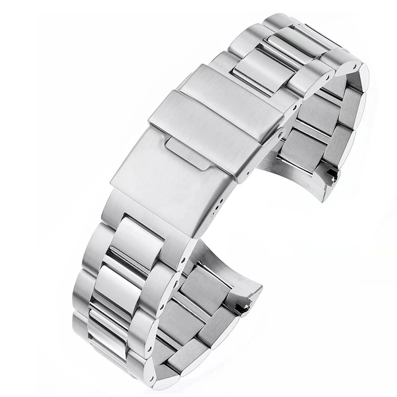 Solid fine steel arc mouth watch band for Longines Concas steel strap L3.642.4 L3.781.4 series men's wristband bracelet 21mm
