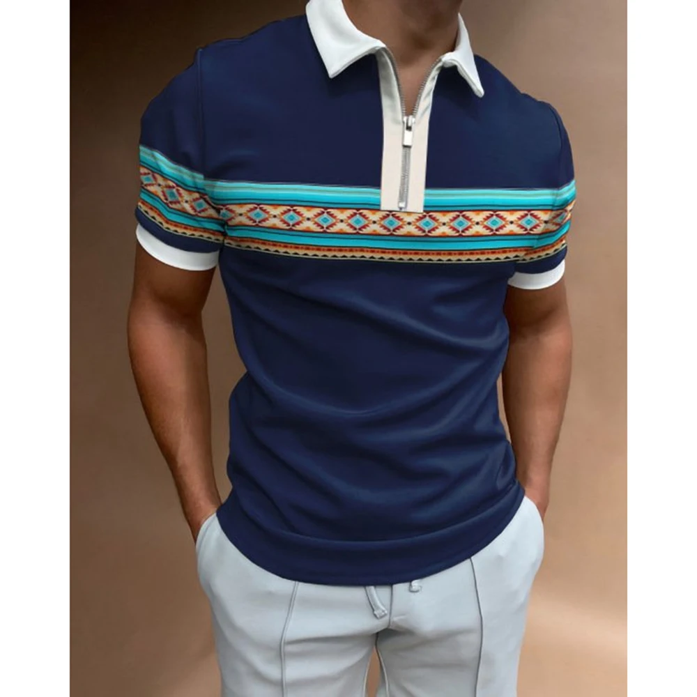 New Summer Short-sleeved Men's polo Shirt Casual Anti-Wrinkle Collar Zipper Brand Top Men's POLO Business Men's T-shirt