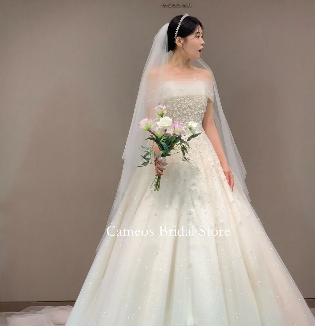 SONDR Корейское белое свадебное платье трапециевидной формы с блестками