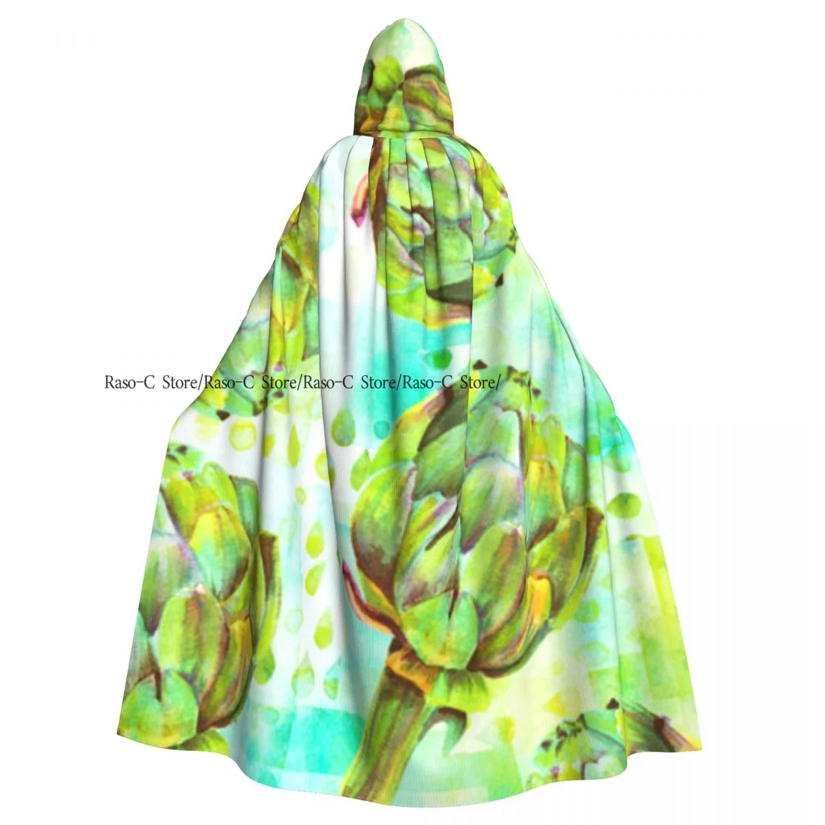 Длинная накидка-плащ акварельные искусственные пальто с капюшоном и принтом