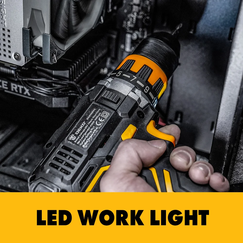 GCD20DU2 20V DC ЛИТИЕВО-ИОННЫЙ АККУМУЛЯТОР 2-СКОРОСТНОЙ МИНИ-БЕСПРОВОДНОЙ ШУРУПОВЕРТ ЭЛЕКТРИЧЕСКАЯ БЕЗШНУРОВАЯ ДРЕЛЬ ПЕРФОРАТОР ИНСТРУМЕНТ С ЭЛЕКТРОПИТАНИЕМ DEKO ON.