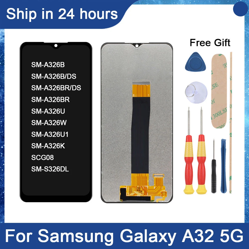 Ainмногофункциональный ЖК-дисплей 6,5 'для Samsung Galaxy A32, цифровой преобразователь сенсорного экрана в сборе, запасной ЖК-экран для Samsung Galaxy A326U