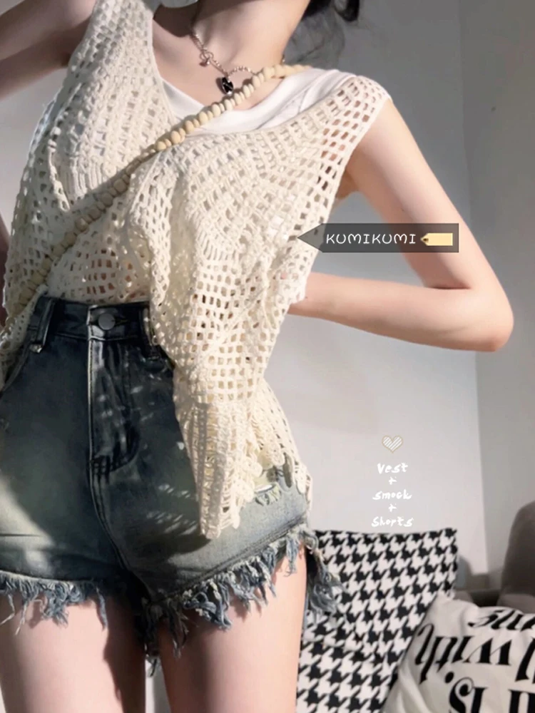 

Женский трикотажный жилет, жилет, летний нишевой дизайн для женщин, лидер продаж, короткий топ без рукавов для девушек