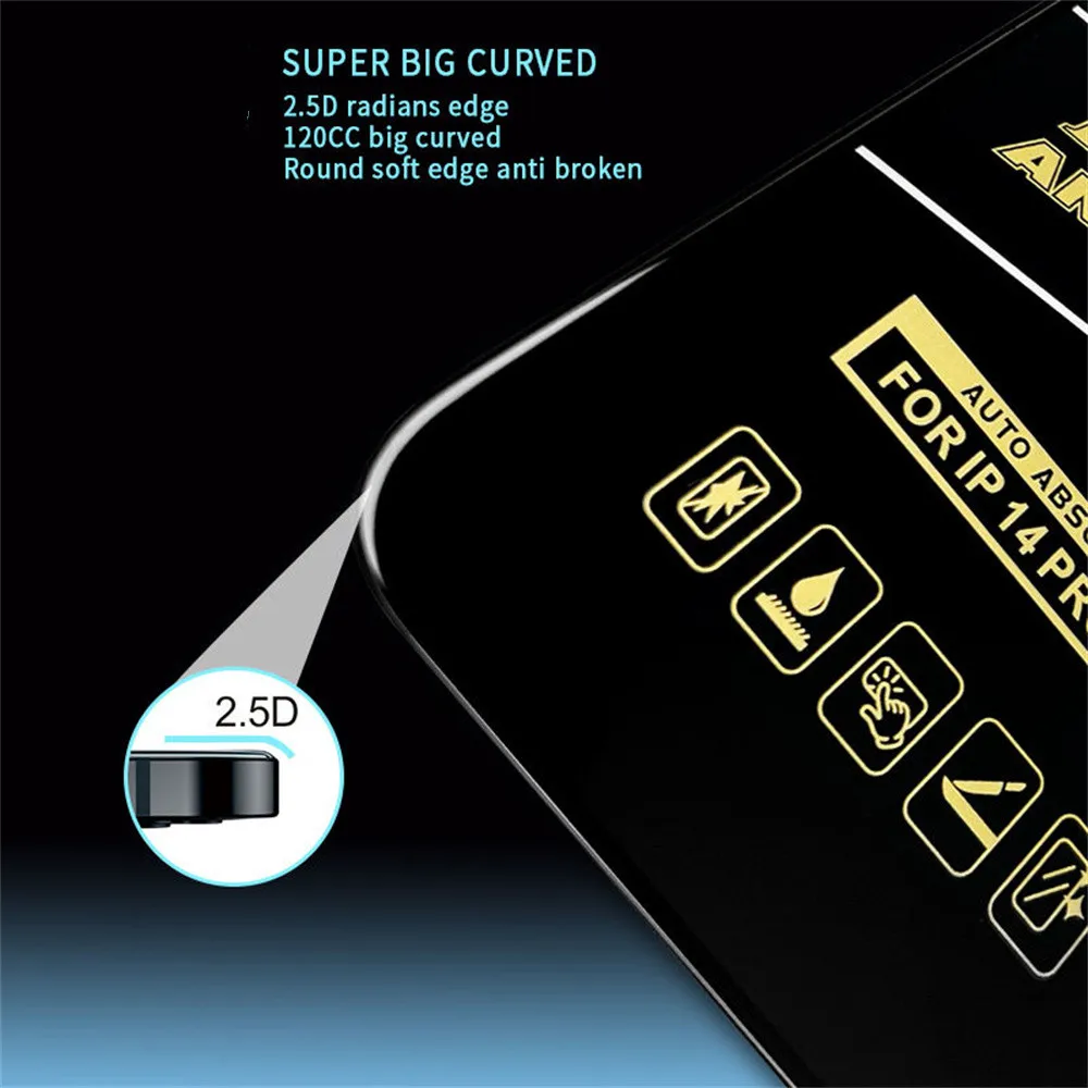 50pcs Top glass Anti static tempered glass Dustproof ESD tempered glass big curve screen protector for iphone 14 13 12 pro max