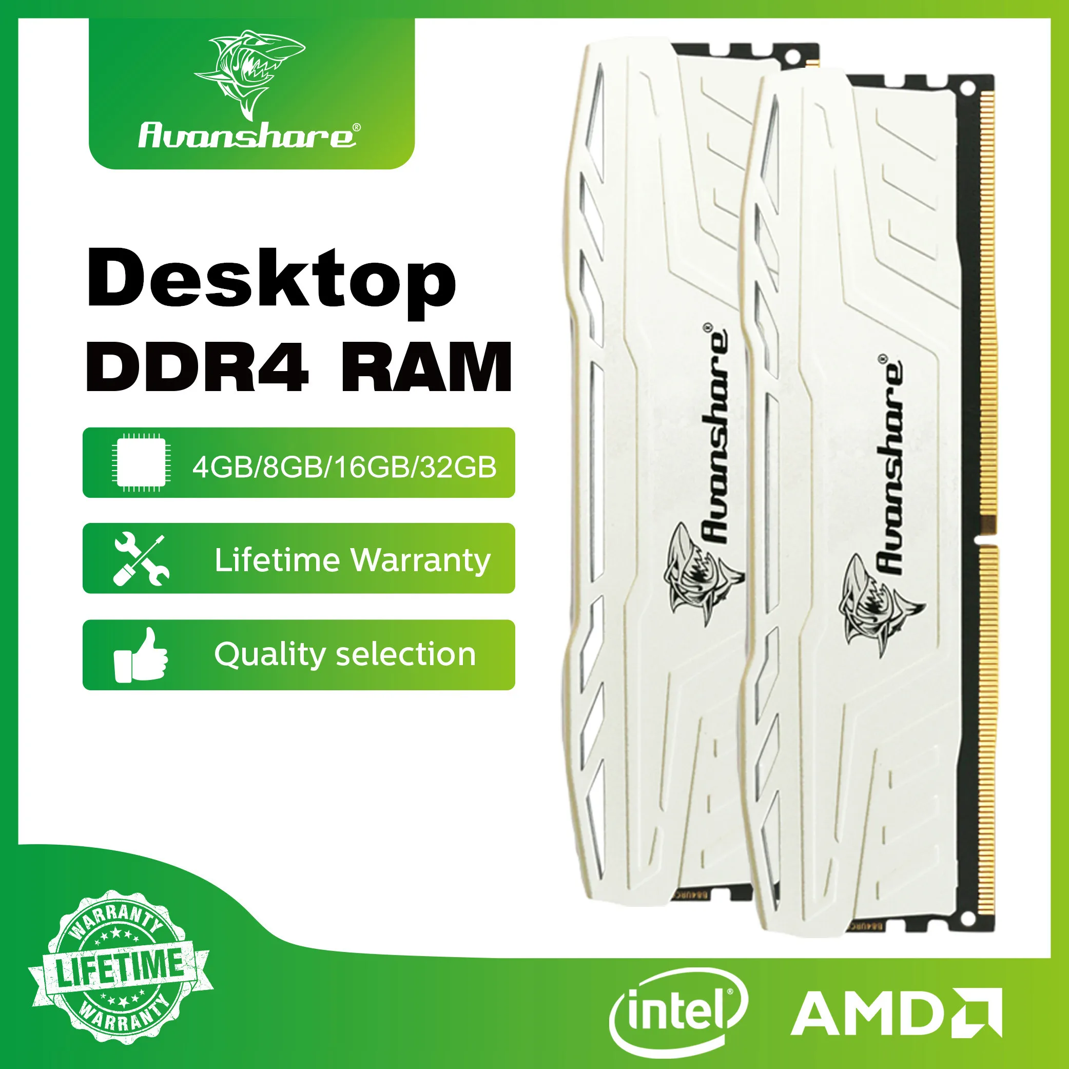 Avanshare DDR4 RAM Настольная память 32 ГБ 16 8 2666 МГц 3200 3600 Dimm Memoria Rams PC4 Игровая Поддержка
