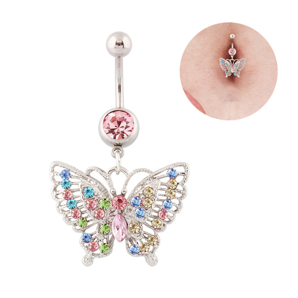 

1Pc Zircon Butterfly Pendant Crystal Belly Button Rings Piercing Navel Nail Body Jewelry for Women Fashion Body Piercing Jewelry