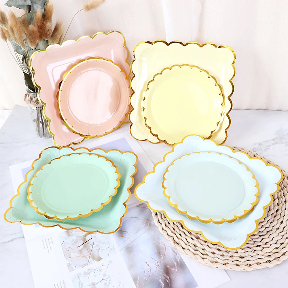

Solid Color Disposable Tableware Set Bronzing Pure Colour Paper Cup Plate for Birthday Party Baby Shower Carnival Wedding Decor