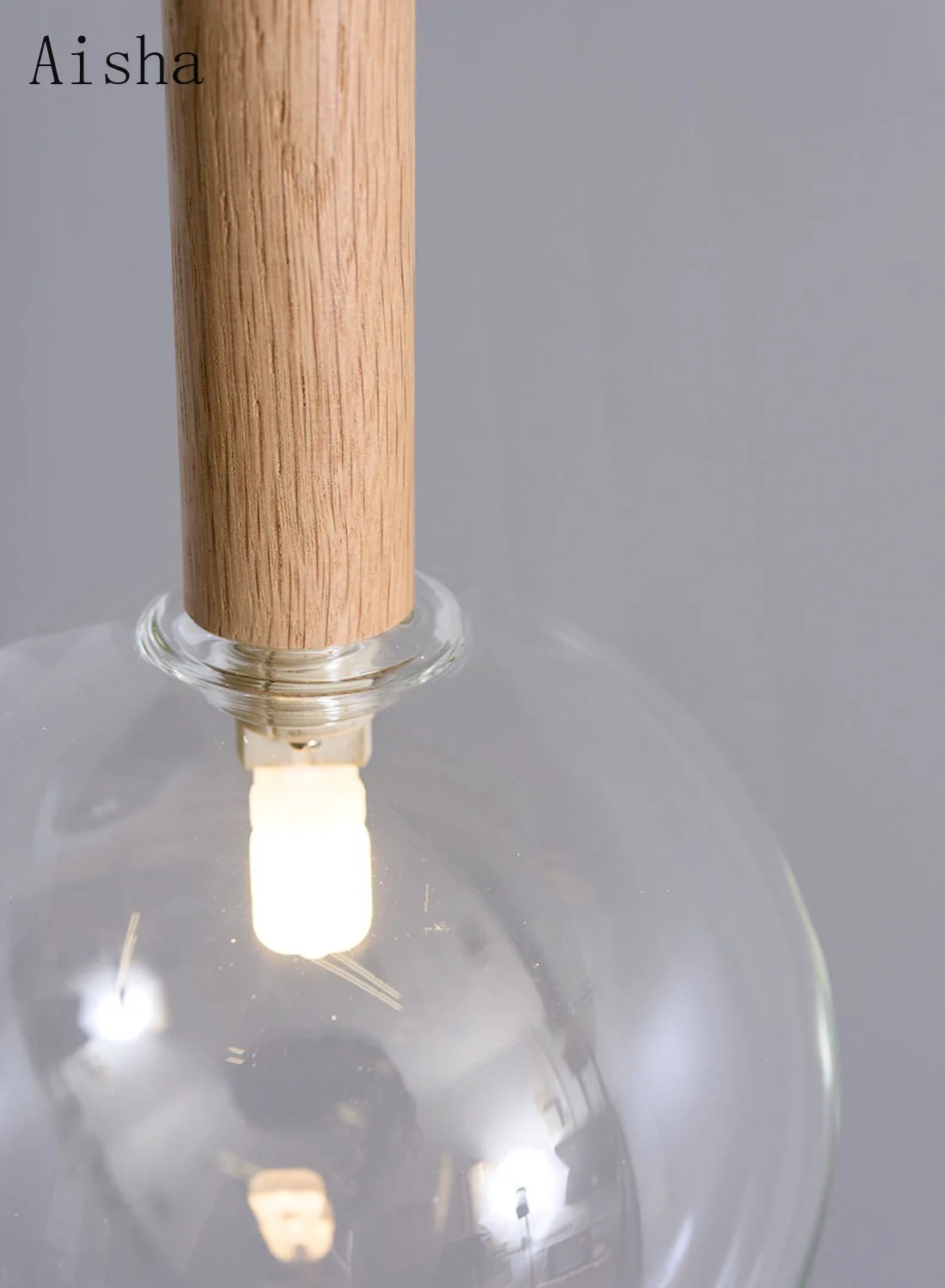 Японский минималистичный деревянный стеклянный подвесной светильник освещение