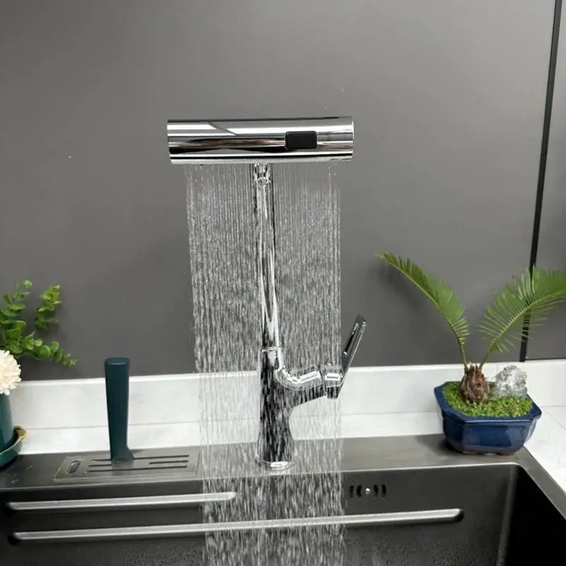 

Waterfall Bathroom Faucet High Quality Plastic Pull Out Rotation Waterfall Stream Sprayer Universal Waterfall Kitchen Faucet