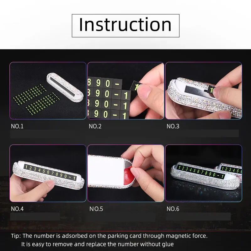 Bling Автомобильная временная парковочная карта номер карты автомобильного