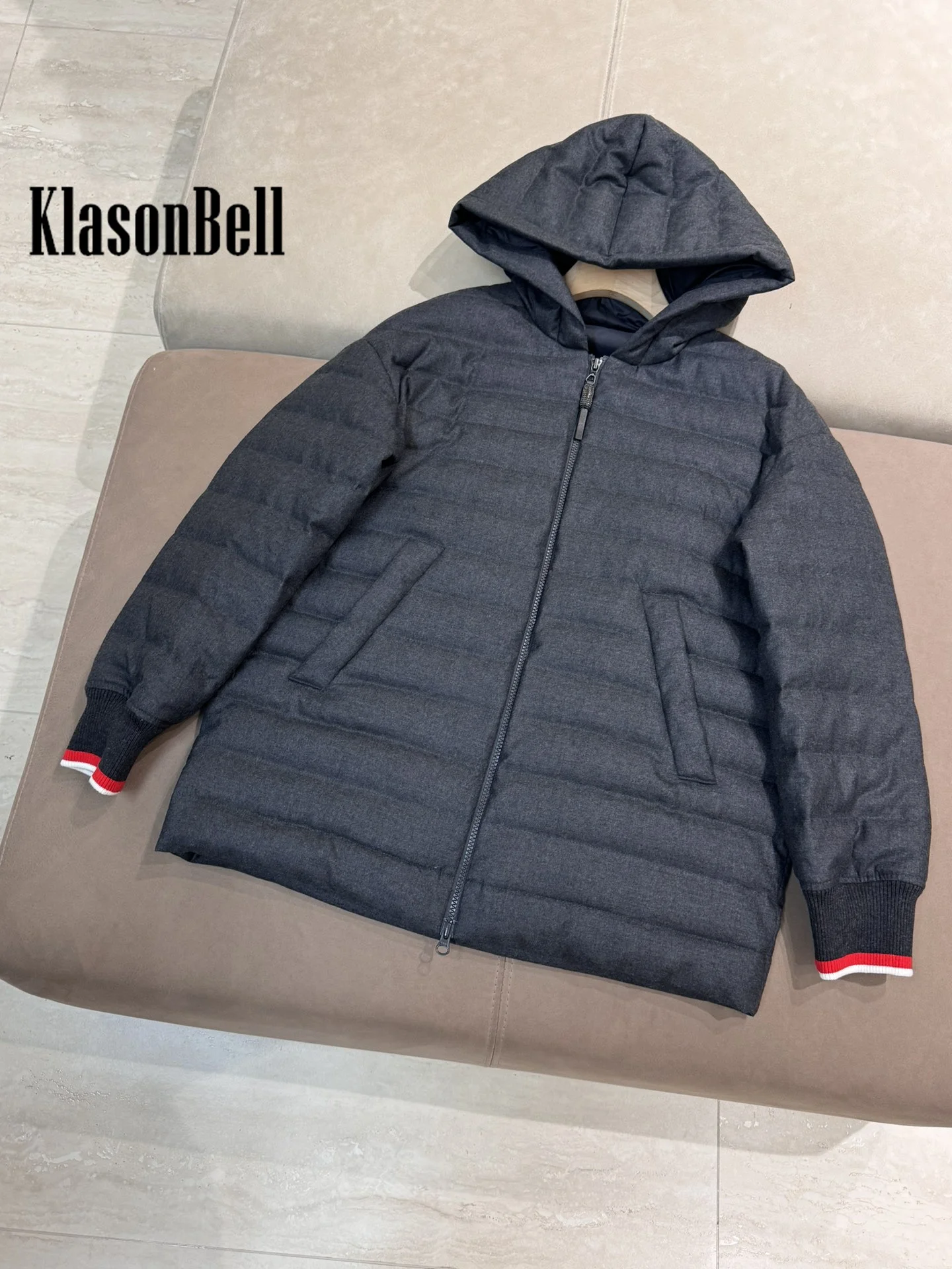 11.20 KlasonBell-Женское шикарное сохраняющее тепло шерстяное пальто на молнии с