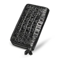 authentic crocodile clutch wallet men luxury design 2 zipper layer card holder purse made of top quality crocodile back bone