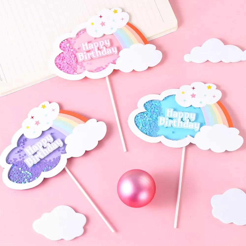 

Cloud Cake Decoration Happy Birthday Cloud Cupcake Topper Party Dessert Wedding Decoration Baby Shower Baking Supplies