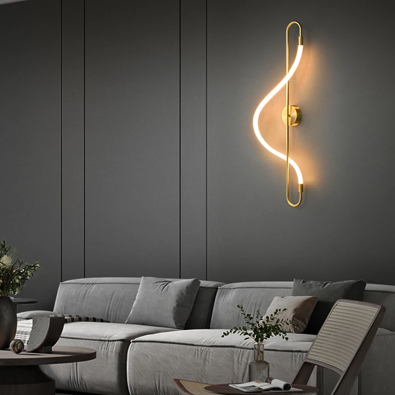 Музыкальные ноты Золото Черный Хром Белый Светодиодные дизайнерские настенные