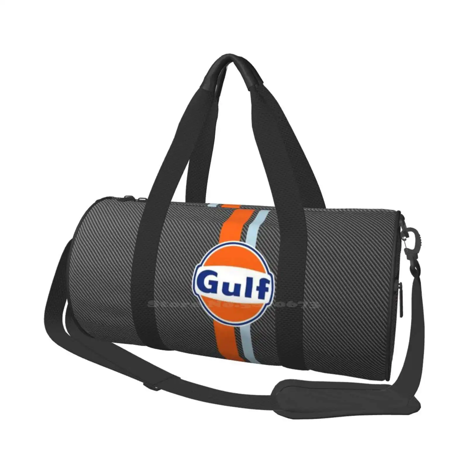 

Gulf Logo And Stripes On Carbon Fiber Shoulder Bag Shopping Storage Bags Satchel Men Women Gulf Racing Car Automotive Oil