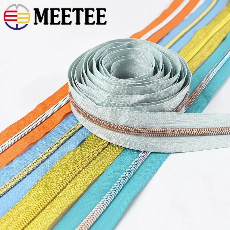 

2/4Meter 5# Colorful Tooth Roll Coil Zip Tape Nylon Zipper for Bag Jacket Closure Zips Repair Kit DIY Garment Sewing Accessory