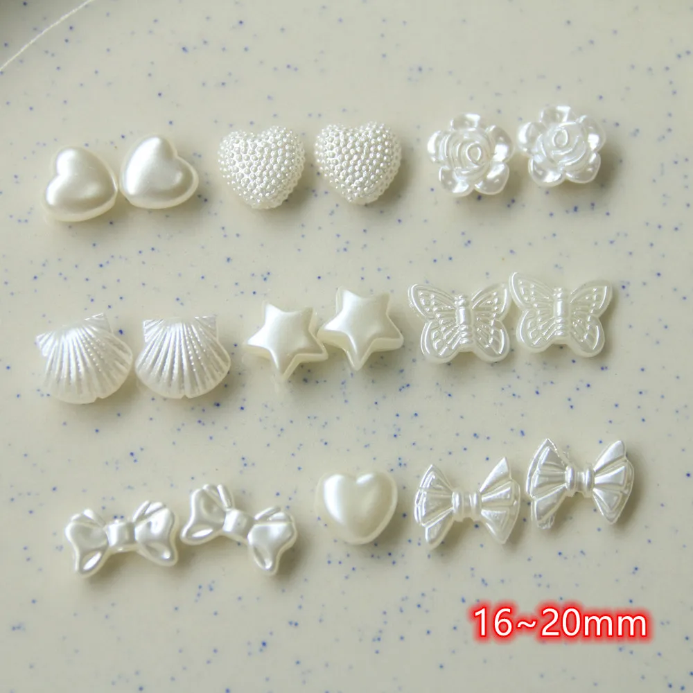 

Ivory Pearl Beads with Hole 20pcs Acrylic Loose Shaped Pearls Bead Bow Hearts Rose Flower butterfly Beads for Jewelry making