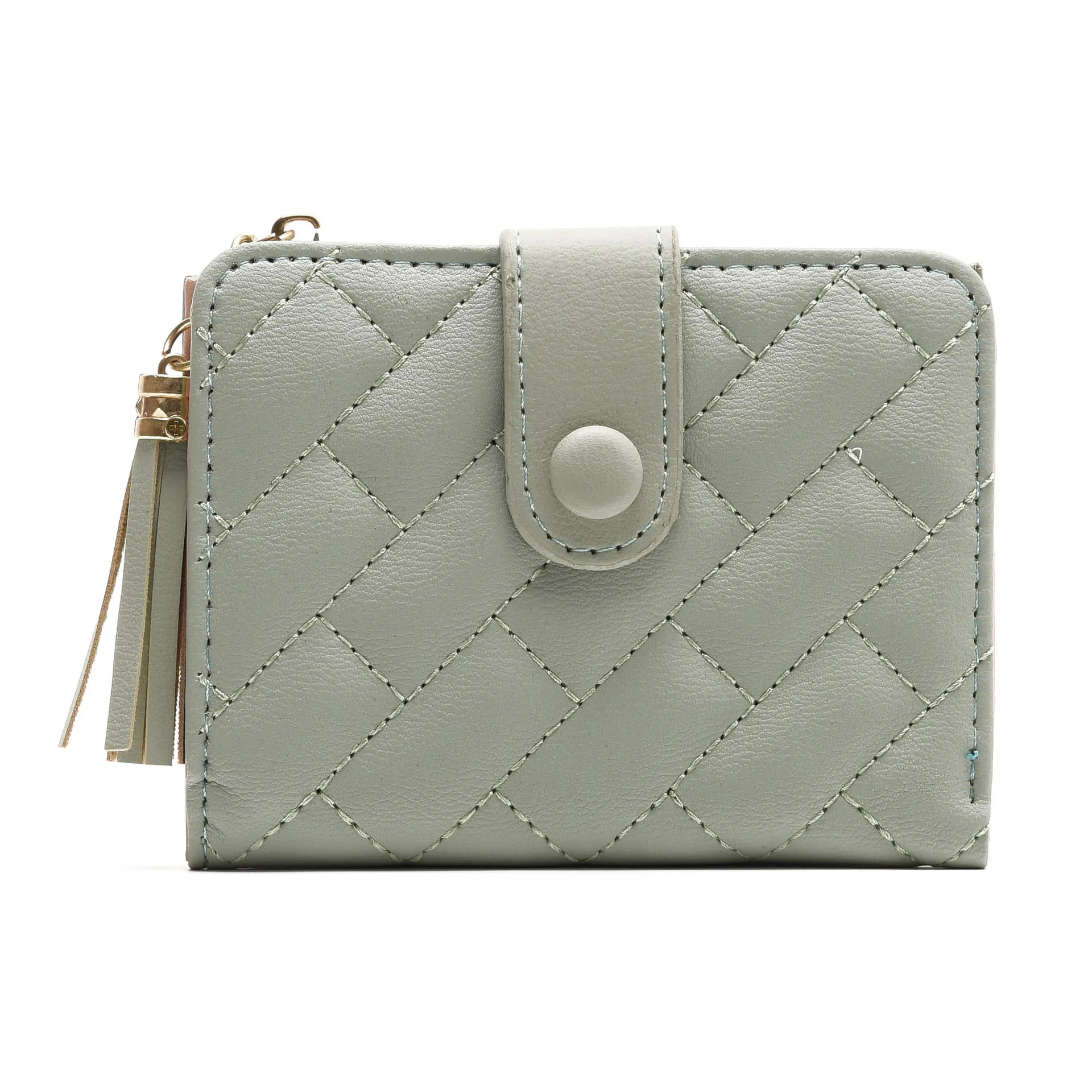 Ins new rhombic European and American fashion ladies' wallets short students Korean version of coin purse female card wallet