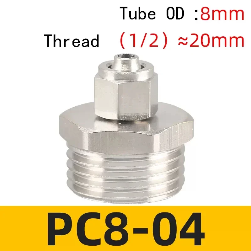 

Пневматический разъем, быстрый винтовой адаптер, медно-никелирование, PC6, 8, 10 мм, быстроповоротное соединение, наружная резьба, фитинги для шланга 1/8 1/4