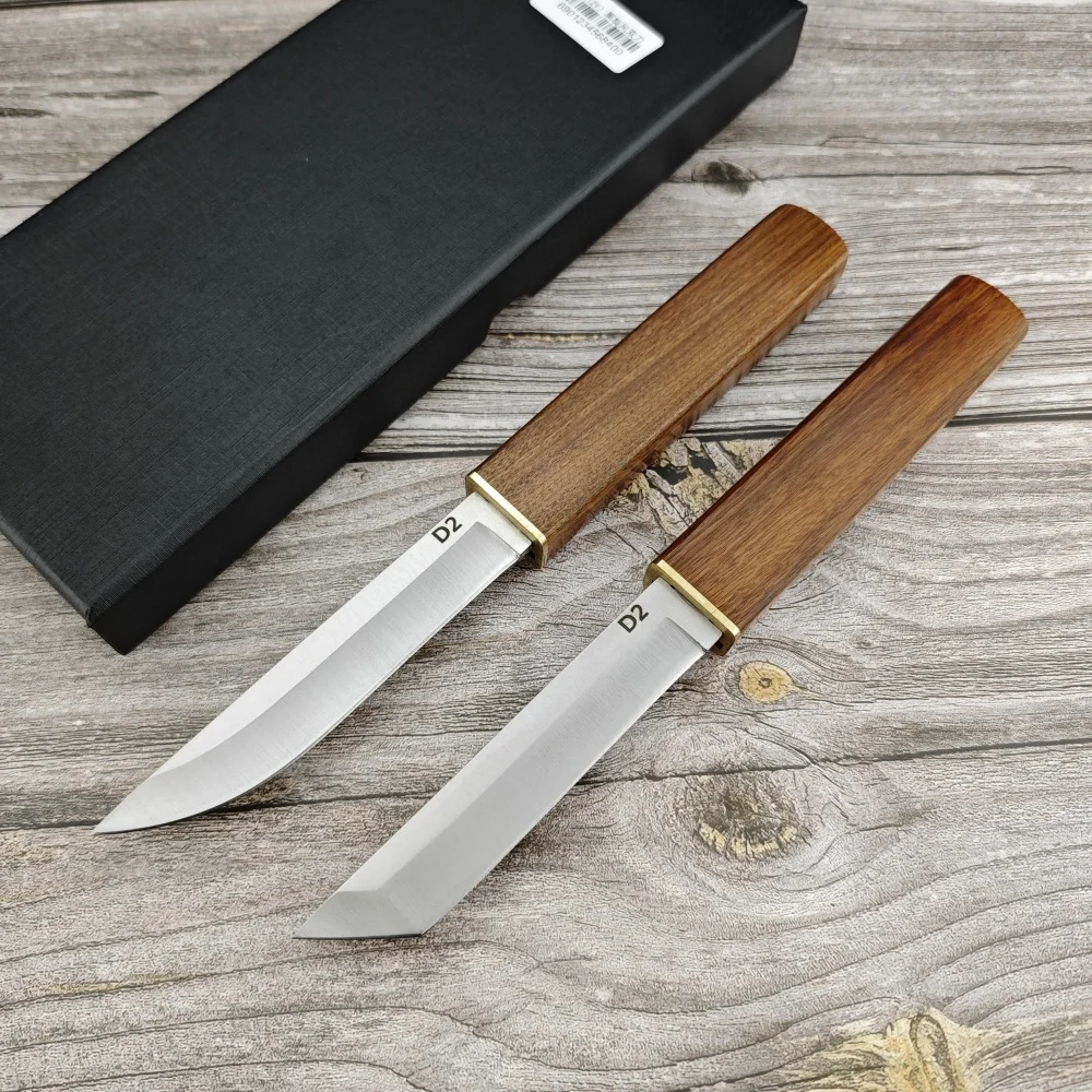 Черный вихревой нож Erharmonic Определенный D2 Лезвие Ореховая ручка EDC Открытый