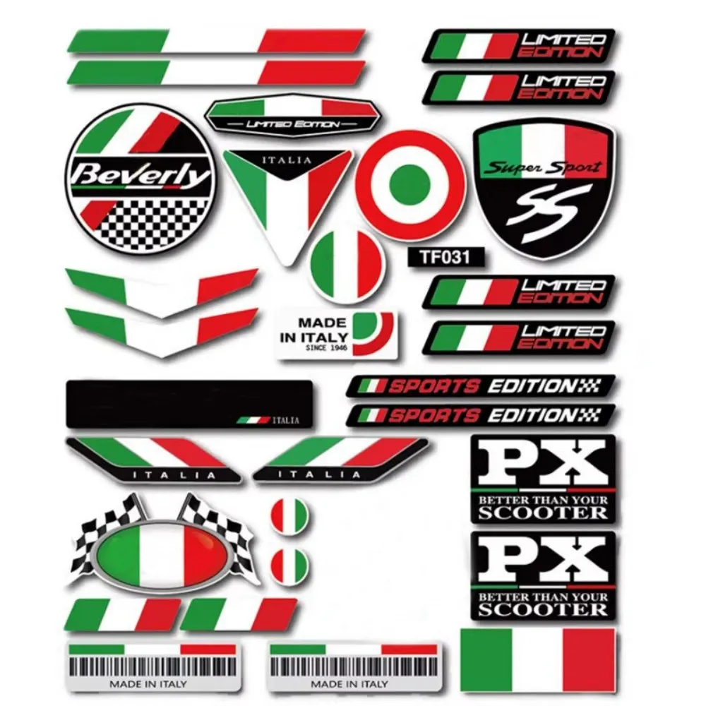 Фото Светоотражающая наклейка SS Super Sport Limiteo Tricolor для скутера/мотошлема, подходит для Vespa Beverly S, круглая пленка №3
