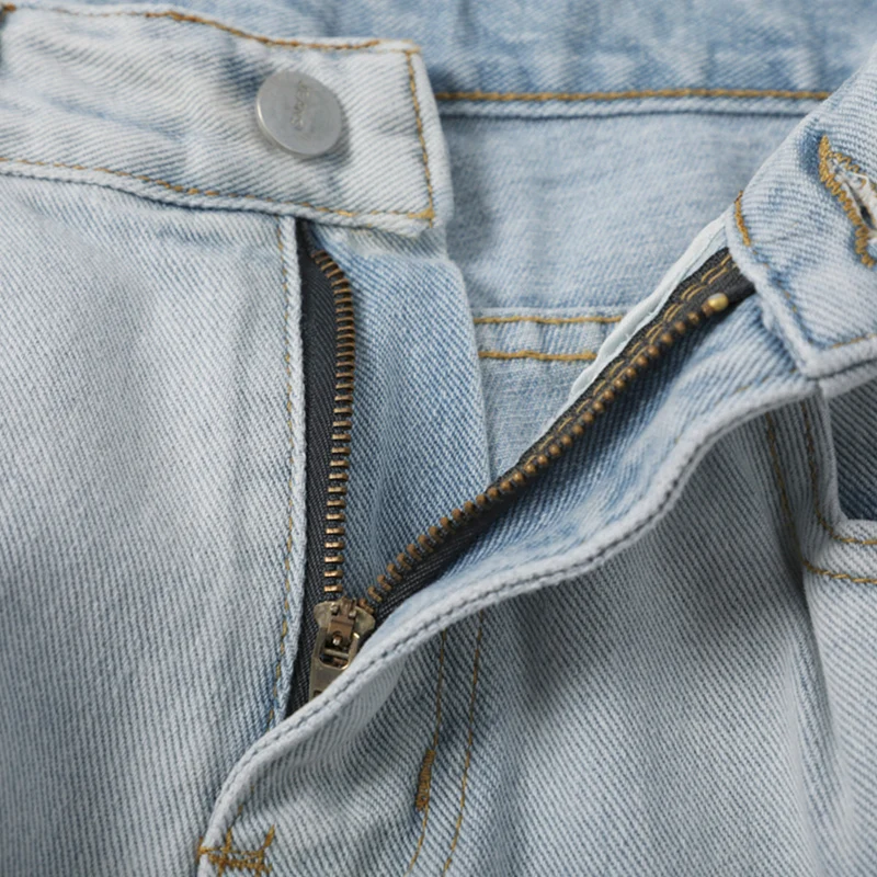 2022 Spring/Summer New Men's Light Baggy Jeans Korean Fashion Streetwear Ripped Denim Cropped Pants Male Brand Clothes