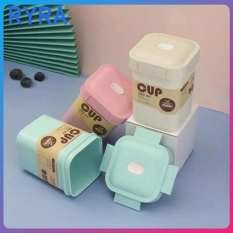 

A Cup Of Multi-use Lunch Box Multifunction Beautiful Shape Breakfast Cup With Lid Food Container Square Sealed Soup Cup Portable