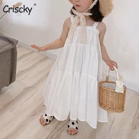 criscky 2022 summer baby girl dress sleeveless a line white cotton dresses beach gowns princess birthday dress for baby girl