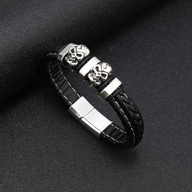 

Trendy Leather Bracelets Men Stainless Steel Multilayer Braided Rope Bracelets for Male Bracelets Jewelry Pulsera Hombre