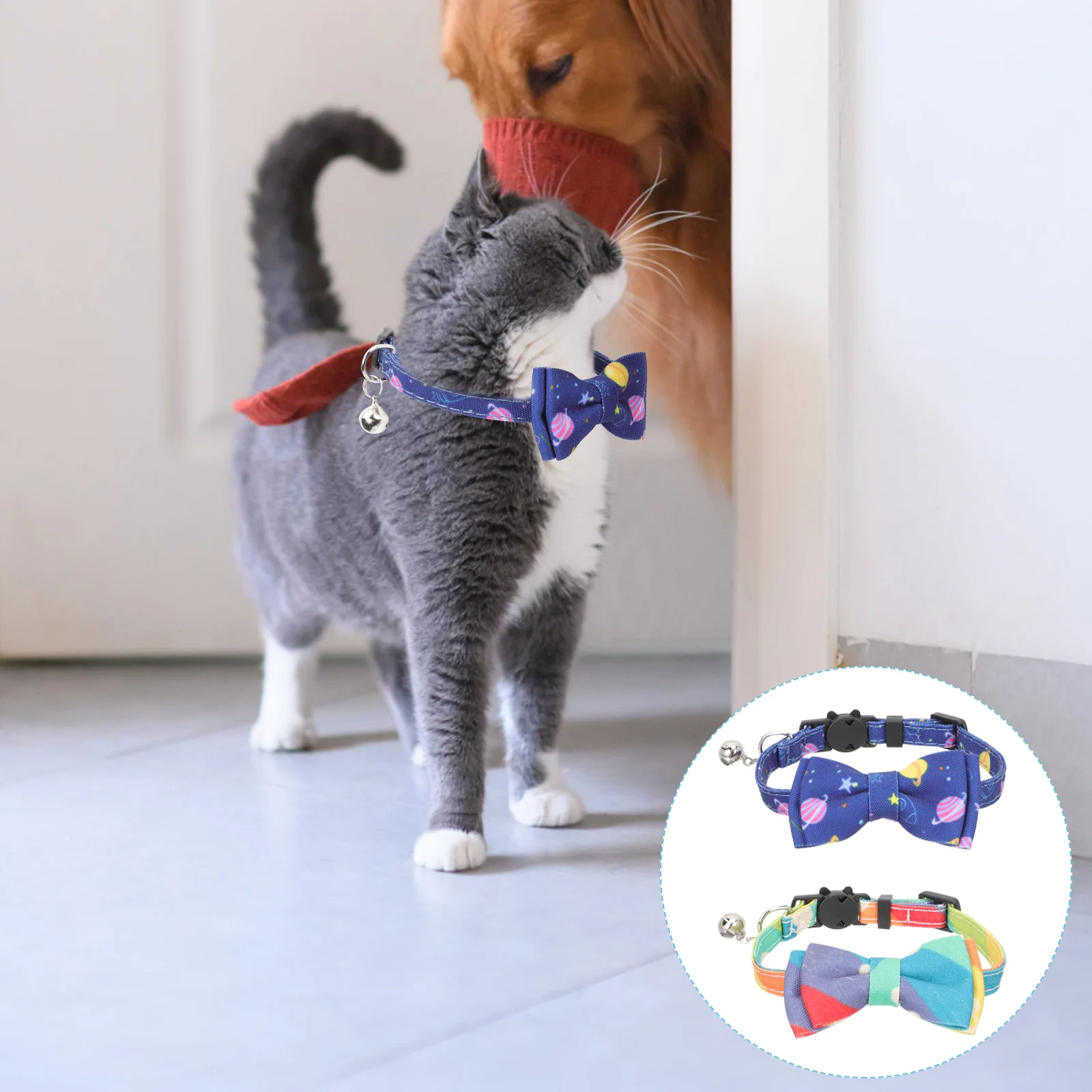 

2 Pcs Cat Bell Collar Personalized Puppy Collar Pet Cosplay Collar Pet Bowtie Collar Dog Training Collar Cat Bow Tie